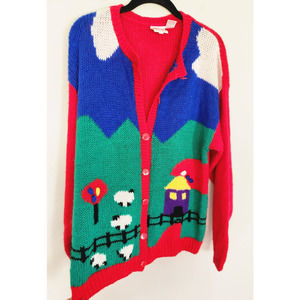 Fetagetti Knit Farm Scene Sweater